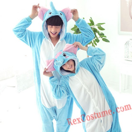 Adult Blue Elephant Kigurumi Onesie Pajamas Cosplay Costumes
