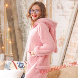 Adult Pink Rabbit Kigurumi Onesie Pajamas Cosplay Costumes