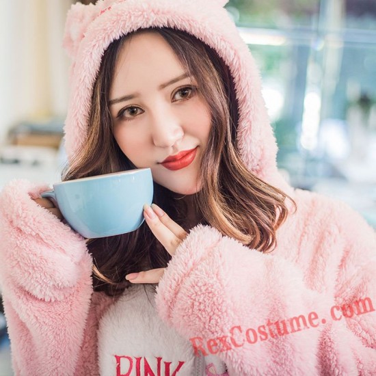 Adult Pink Leopard Kigurumi Onesie Pajamas Cosplay Costumes
