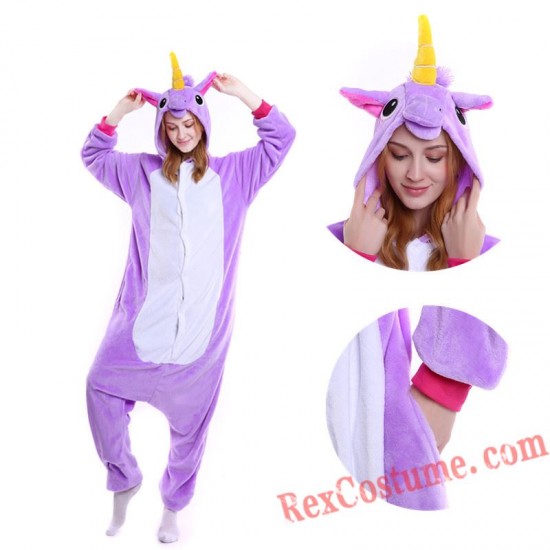 Adult Purple Unicorn Kigurumi Onesie Pajamas Cosplay Costumes