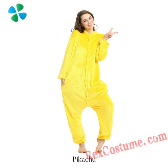 Adult Pikachu Kigurumi Onesie Pajamas Cosplay Costumes