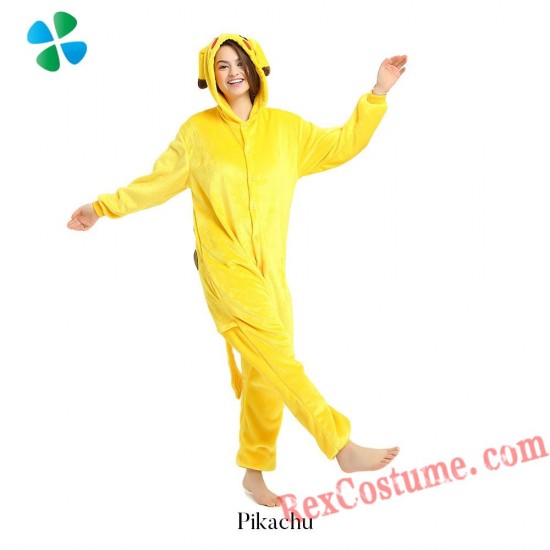Adult Pikachu Kigurumi Onesie Pajamas Cosplay Costumes