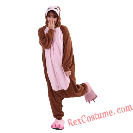 Adult Brown Monkey Kigurumi Onesie Pajamas Cosplay Costumes