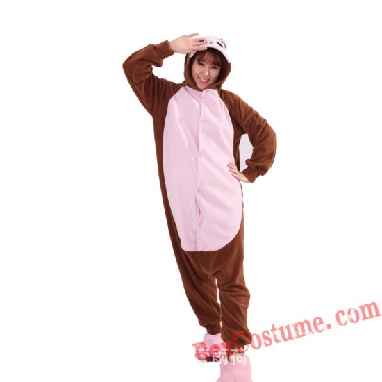 Adult Brown Monkey Kigurumi Onesie Pajamas Cosplay Costumes