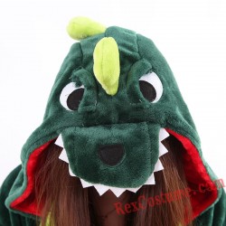 Adult Green Dinosaur Kigurumi Onesie Pajamas Cosplay Costumes