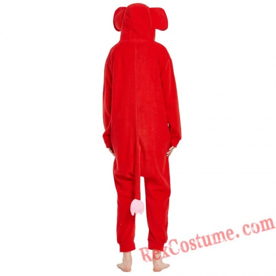 Adult Red Elephant Kigurumi Onesie Pajamas Cosplay Costumes