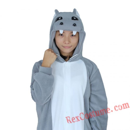 Adult Grey Hippo Kigurumi Onesie Pajamas Cosplay Costumes