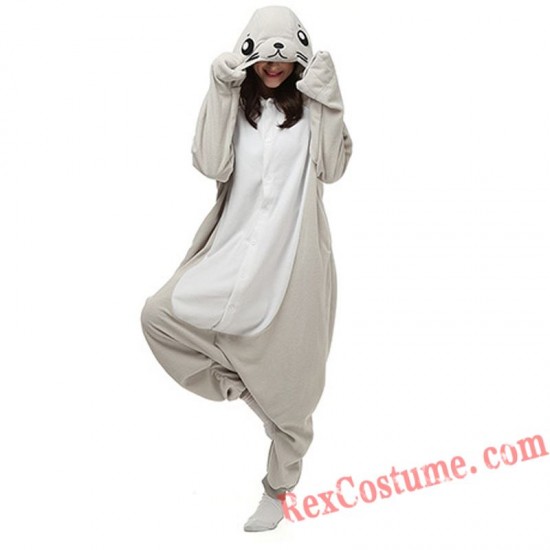 Adult Grey Seal Kigurumi Onesie Pajamas Cosplay Costumes
