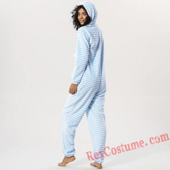 Blue Stripes Onesies Pajamas Hoodie Home Wear