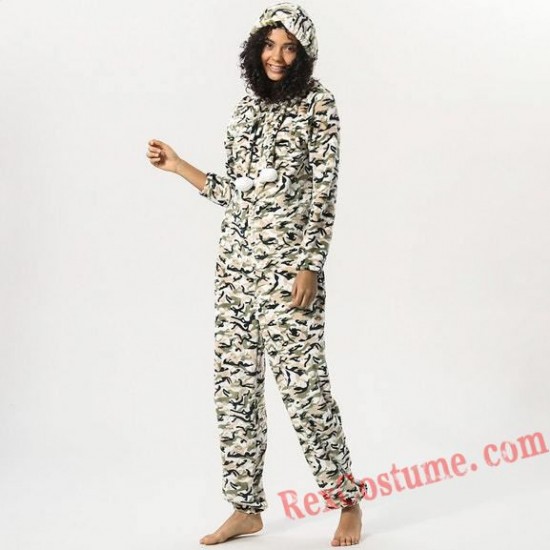 Women Camouflage Onesies Pajamas Hoodie Home Wear