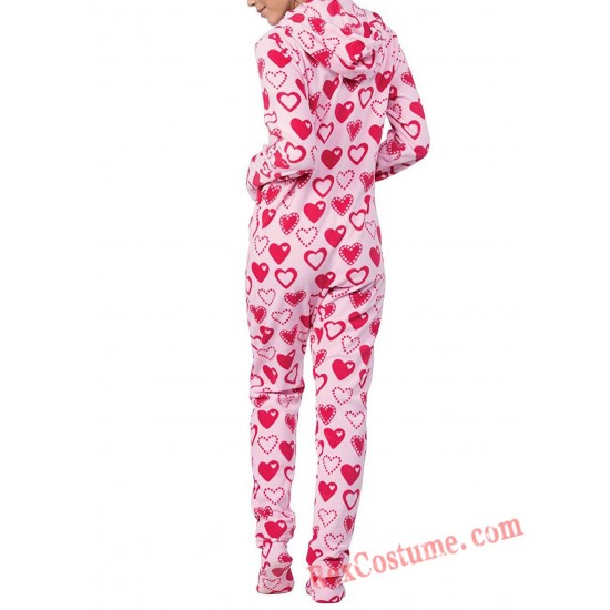 Love Heart Onesies Pajamas Hoodie Home Wear