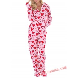 Love Heart Onesies Pajamas Hoodie Home Wear