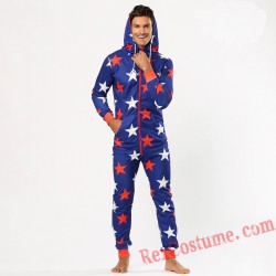 Men Star Onesies Pajamas Hoodie Home Wear