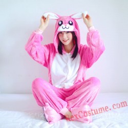 Pink Rabbit Kigurumi Onesie Pajamas Cosplay Costumes