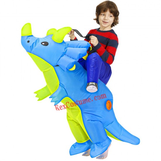 Kids Green Dinosaur Triceratops Inflatable Costume