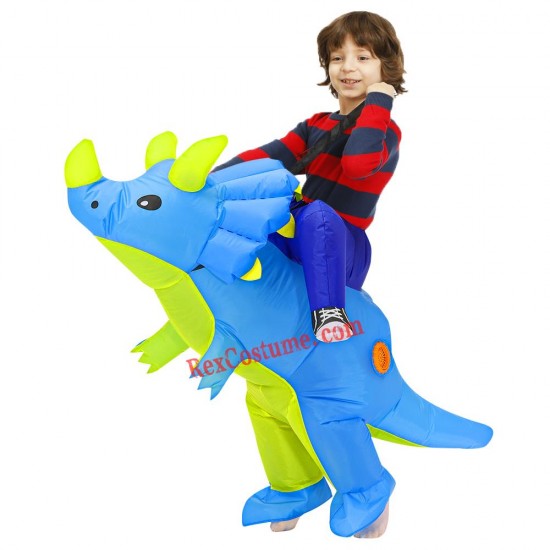 Kids Green Dinosaur Triceratops Inflatable Costume