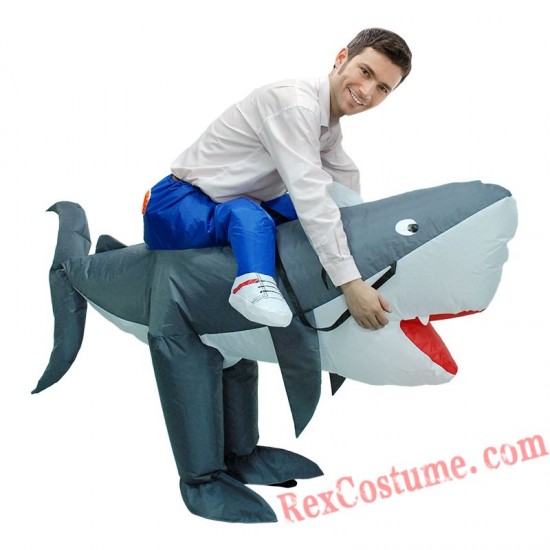 Adult Ride on Shark Inflatable Costume