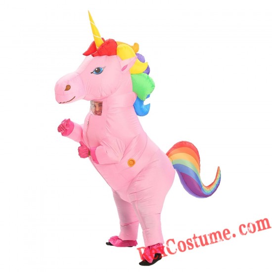 Adult Kids Unicorn Inflatable Blow Up Costume