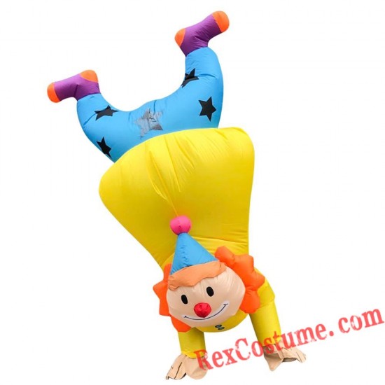 Adult Stand Upside Down Clown Inflatable Blow Up Costume