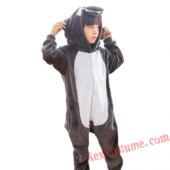 Big wolf Kigurumi Onesie Pajamas Cosplay Costumes for Kids