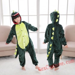 Green dinosaur Kigurumi Onesie Pajamas Cosplay Costumes for Kids