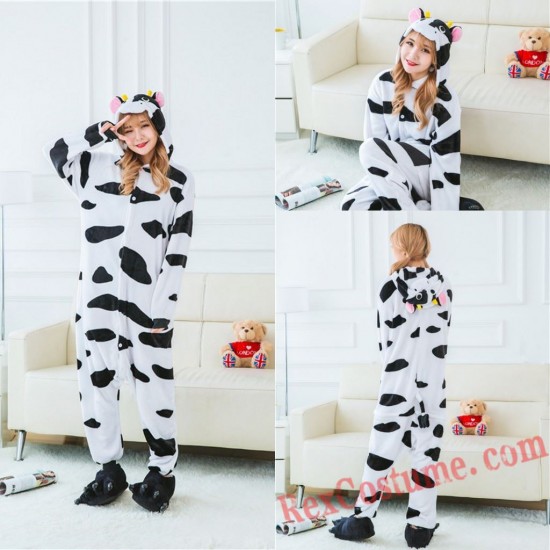 Adult Cow Kigurumi Onesie Pajamas Cosplay Costumes
