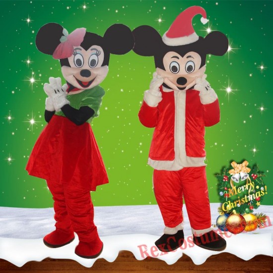 Christmas Mickey Minnie Mouse Mascot Costume For Adults
