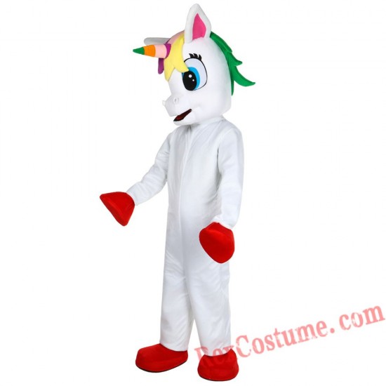Unicorn Flying Horse Mascot Costume Rainbow Pony