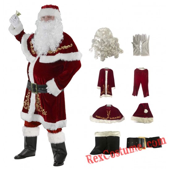 Christmas Santa Claus Costume Santa Suit Adults/ Kids