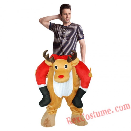 Adult Piggyback Ride On Carry Me Christmas Deer Mascot costume