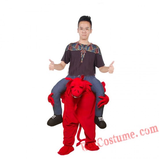 Adult Piggyback Ride On Carry Me Red Dragon Mascot costume